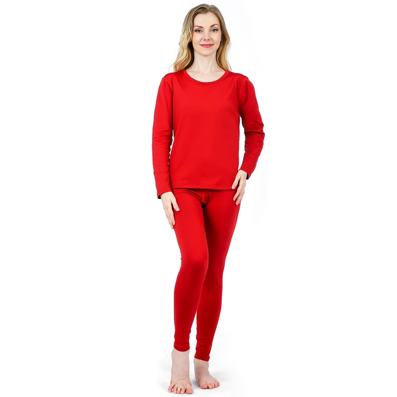 HEROBIKER Thermal Underwear Women Ultra-Soft Set Long Johns Top & Bottom Base Layer with Fleece Lined ï¼ˆL, Red - Image 1